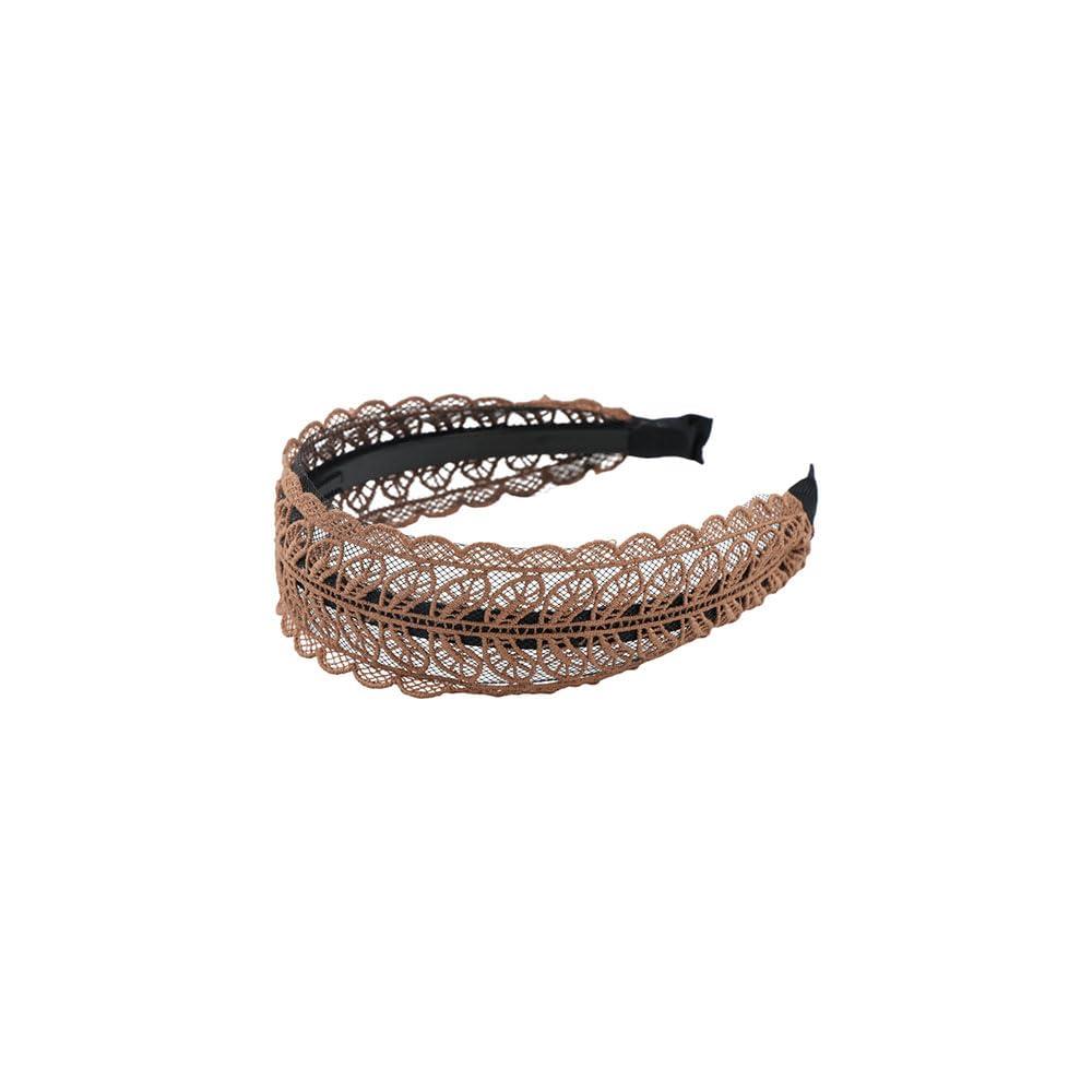 Pokinge Pokinge 3 Pack Lace Headbands, Korean Style Wide Hairband Elegant Leaf Embroideried Headwear Simple Non-Slip Hair Accessories for Women Girls