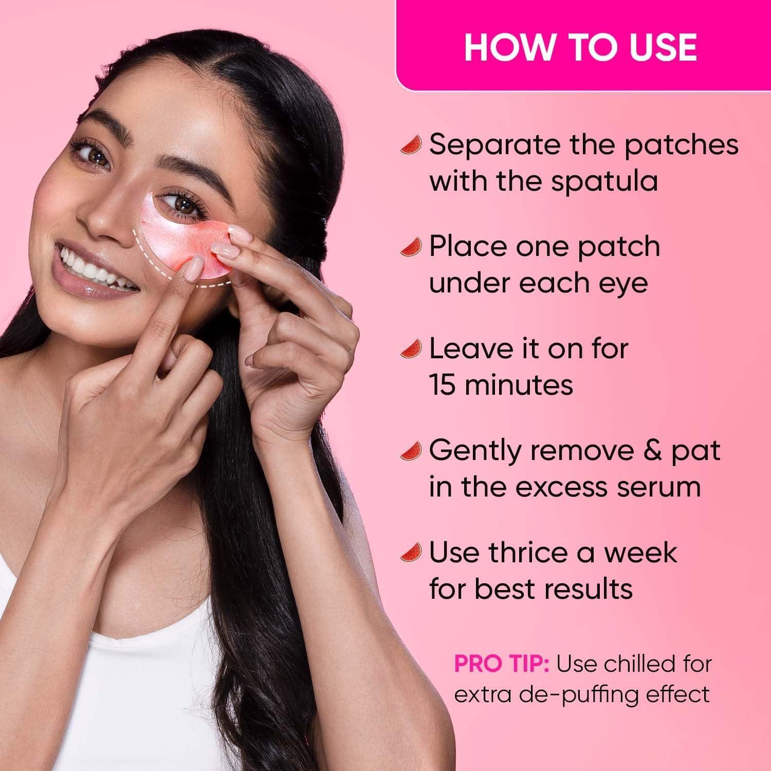 NinthAvenue Basics Dots and Keys Watermelon Cooling Hydrogel Under Eye Patches for Dark Circles & Puffiness Reduction | With Hyaluronic & Niacinamide | Eye Patches | Instantly Hydrates, Cools & De-Puffs | 60 Patches