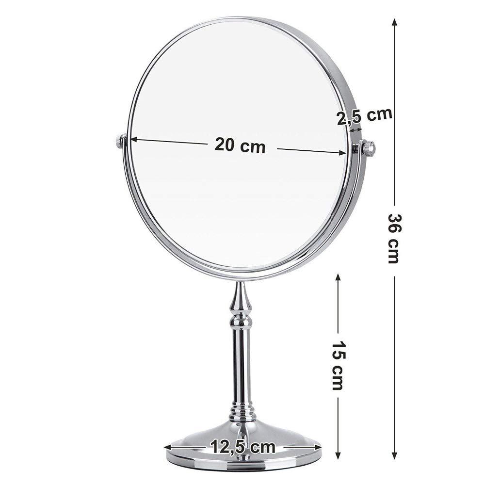 QQAMOGNNK QQAMOGNNK 8 Inch Double Sided Standing Makeup Mirrors, Magnification & Regular Professional 360 Rotating Brass Vanity Cosmetic Mirrors,Chrome,10X