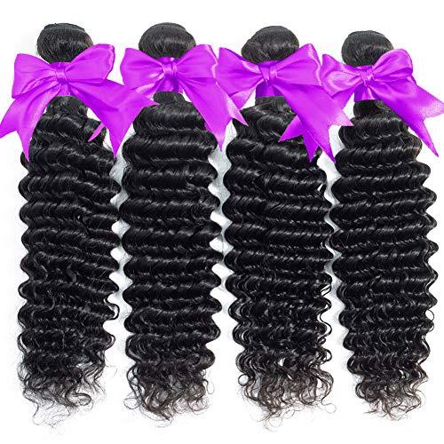 Alibeauty Alibeauty Malaysian Virgin Hair Deep Wave Bundles 9A Remy Human Hair 4 Bundles Wet and Wavy Deep Wave Hair BUndles No Shedding No Tangle (12 14 16 18inch)