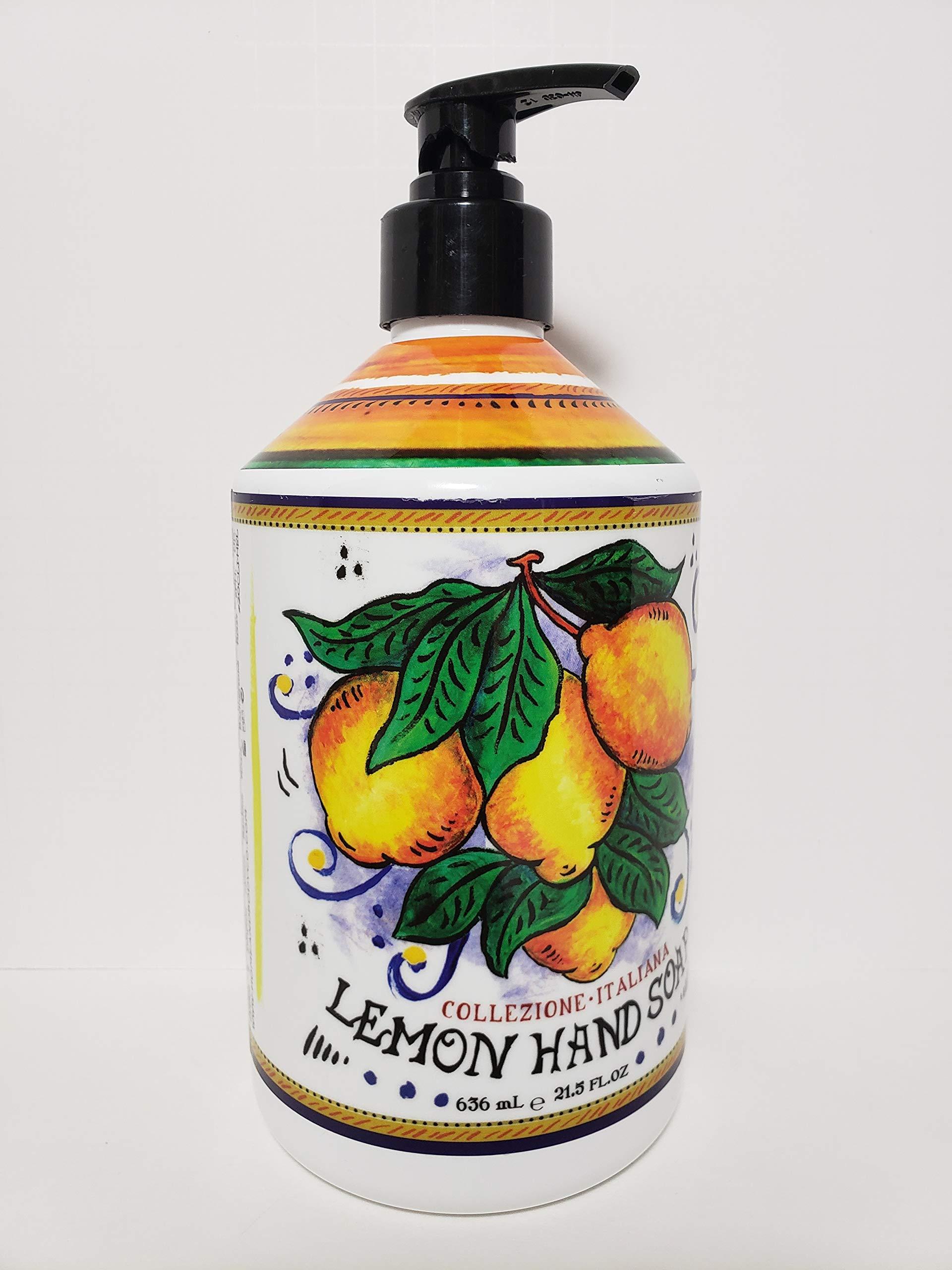 Deruta Deruta Collezione Italiana Lemon Hand Soap - Perfect Kitchen Decor Antibacterial Soap - Liquid Hand Soap with Italian Soap Dispenser - Bathroom or Kitchen 21.5 Fl. Oz