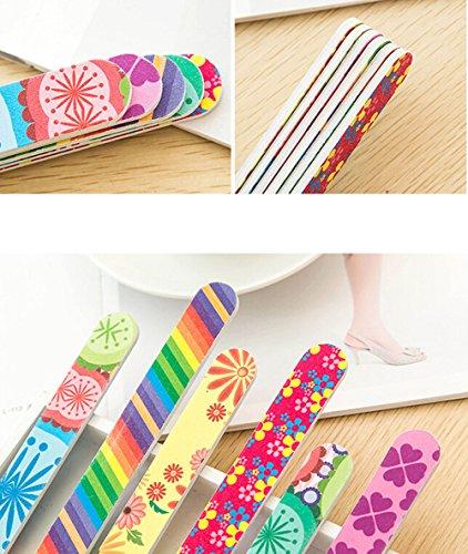 esowemsn 10 PCS Colorful Printing Style Professional Double Sided Nail Files Emery Board Grit Gel Cosmetic Manicure Pedicure