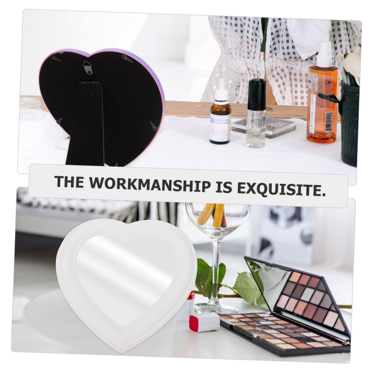 minkissy minkissy Desk Standing Makeup Mirror Set 2pcs Heart Shaped Vanity Mirrors for Women Mirror Surface