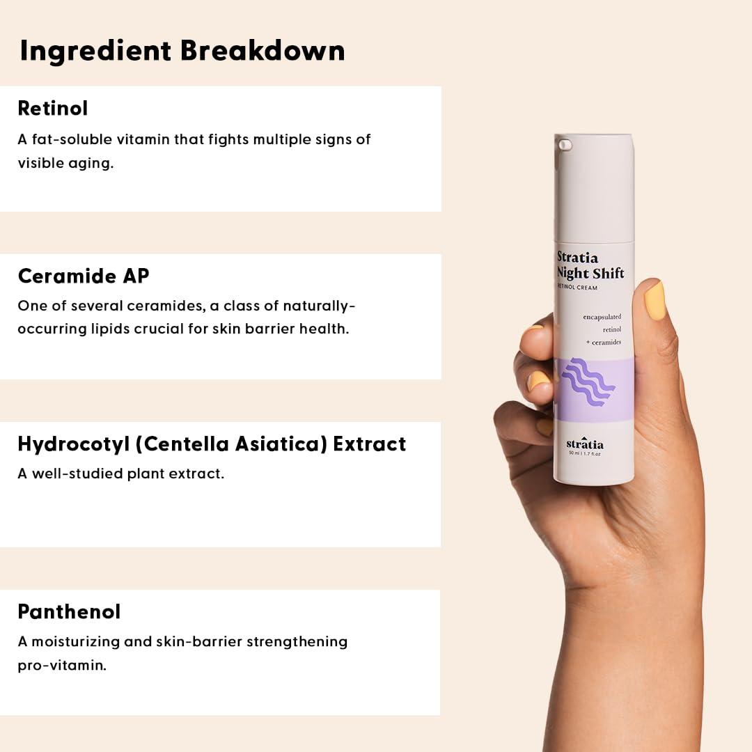 Stratia Stratia Night Shift | Age-Defying Night Cream with Encapsulated Retinol | Formulated for All Skin Types | 1.7 Fl Oz