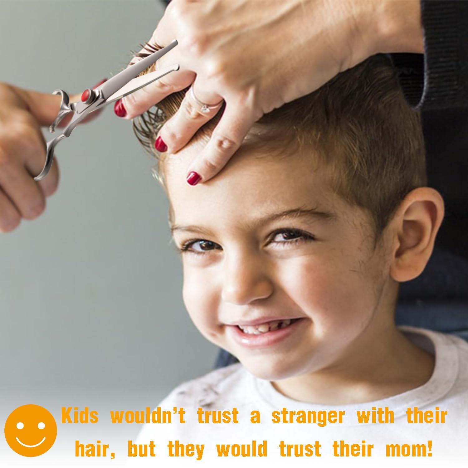 Dragon Creek 6\" Kids Hair Cutting Scissors Shears Safety Rounded Tips Kids Haircut Scissors for Children Baby Toddler Girls Boys Japanese Stainless Steel Silver Gift Dragon Creek