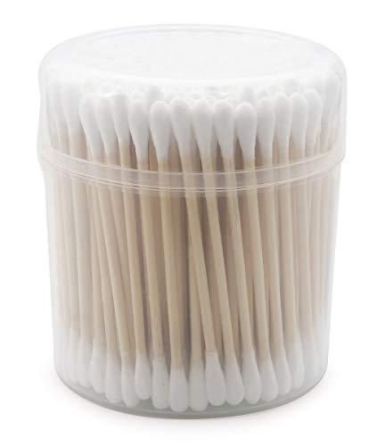 EcoQuality Wooden Cotton Swabs Dual Tip (600 Count Per Pack) - Biodegradable Cotton Buds, Dual Cotton Tipped Eco Friendly, Made with 100% Wood Great for Makeup, Ears, Cleaning (5 Pack)