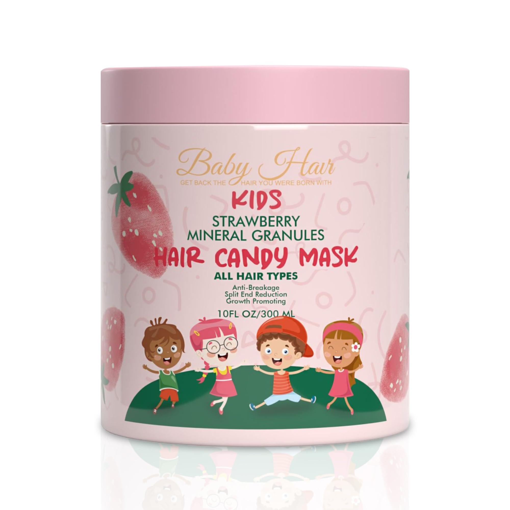 BABY HAIR Baby Hair - Strawberry Mineral Hair Candy Mask, Sulfate-Free Kids Hair Conditioner Mask, Hair Mask with Strawberry Oil, Camellia Oil, and Biotin, 10 fl.oz.