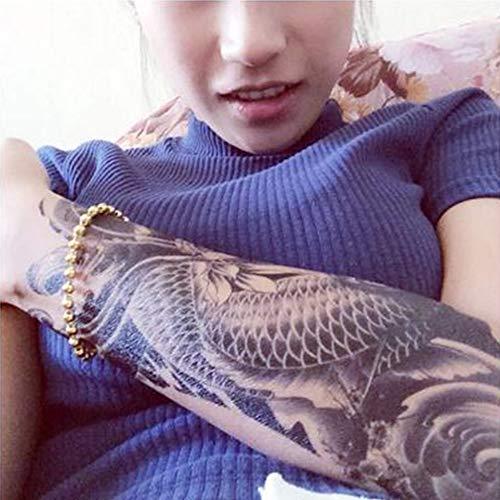 Yesallwas Yesallwas Temporary Tattoo for women for Men, 6 Sheets koi Fish Tattoos, Lotus, Gold carp,black fashion tattoo Body Stickers Arm Shoulder Chest & Back Make Up