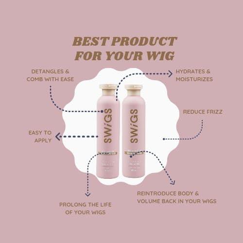 swigs SWIGS Human & Synthetic Wig Shampoo & Conditioner set| Detangle Wig |Color-Safe| Promotes Body & Volume | Promote Silkiness & Shine | 2 Pack, 8 oz
