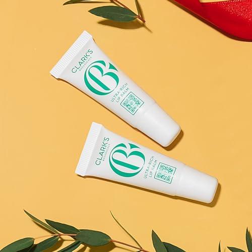 Clark\'s Botanicals Clark\'s Botanicals Travel Size Mini Ultra Rich Lip Balm: Plumping Moisturizer with Collagen and Shea, Mango & Avocado Butter + Vitamin E, Stimulating Organic Lip Treatment | 0.14 fl oz (Pack of 2)