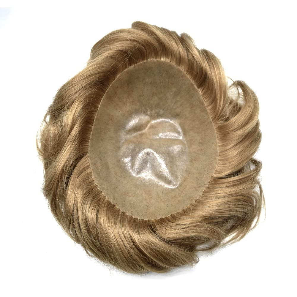 Generic Hair System For Men Toupee Human Hair Replacement All Poly Mens Hair Piece 0.1mm Skin PU Hairpieces For Man Hair Unit Grey Brown Black Patch Wigs (7\"X9\", 20R)