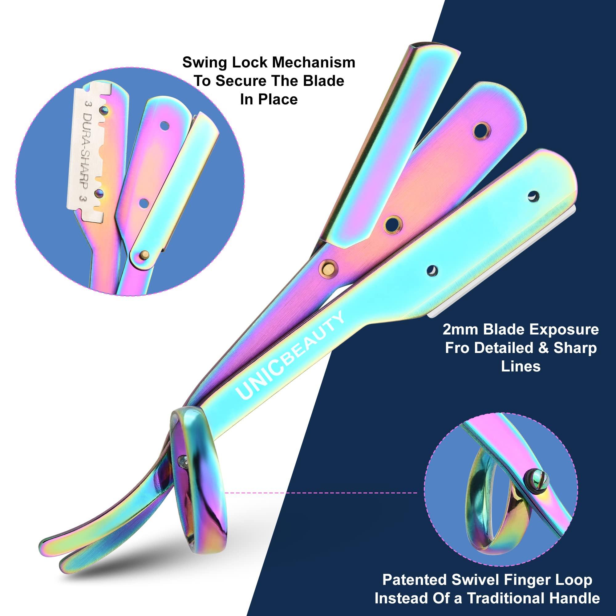 UNIC BEAUTY Straight Razors for Men - Professional Barber Razor for Close Shave with Premium Quality Edge, Blades Pack & Maintenance kit included with Pouch