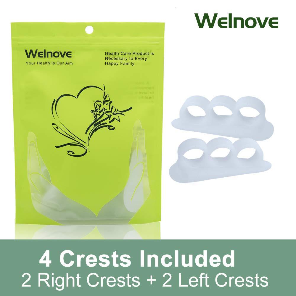 Welnove Welnove Hammer Toe Crests Straightener 4 Pcs Gel Toe Support Pads Cushion(3 Loops White) Relief for Overlapping-Curled-Hammer-Claw Toes