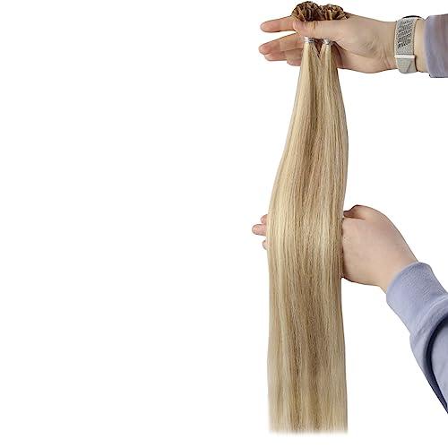 YoungSee YoungSee U Tip Hair Extensions Highlight Golden Blonde and Medium Blonde U Tips Extensions Human Hair Blonde Utip Hair Extensions Blonde Hot Fusion Hair Extensions Human Hair for Women 16In 1G/S 50G