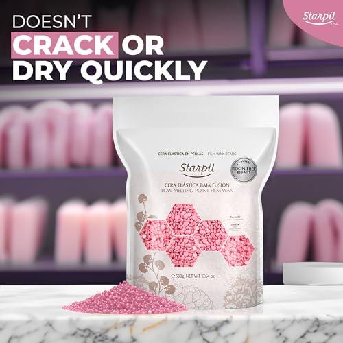 Starpil Starpil 500g/1.1 lb Rosin-Free Pink Hard Wax Beads - Painless Stripless Polymer Blend Bikini Wax for Face, Coarse Hair & Sensitive Skin