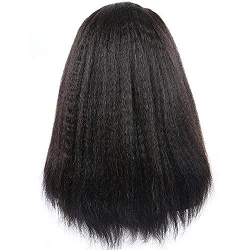Prime Kitty 26 Inch Kinky Straight 360 Lace Frontal Wig Full Lace HD Transparent Lace Front Wigs Human Hair For Black Women Brazilian Virgin Human Hair Wigs Pre Plucked 180% Density With Baby Hair Bleached Knots