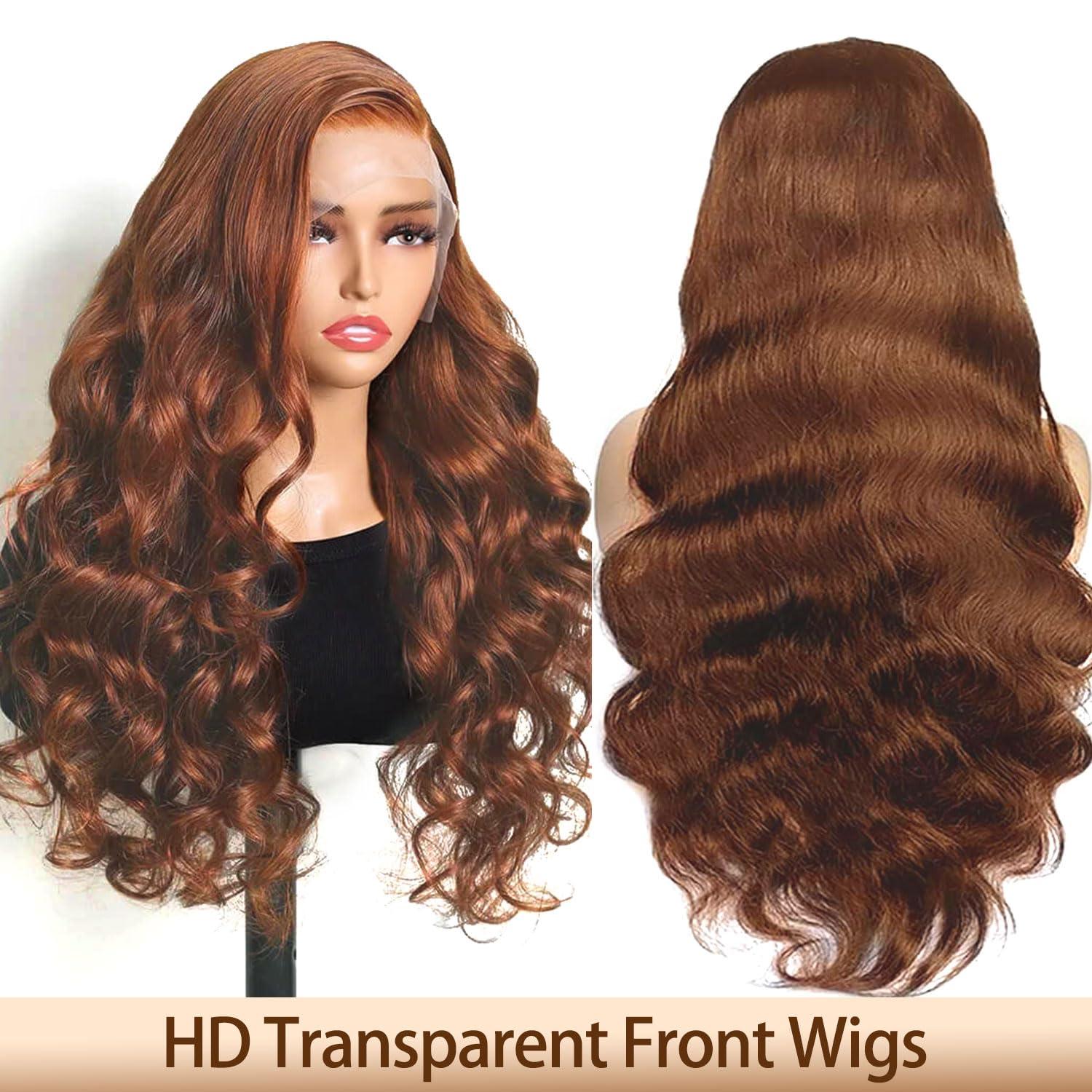 Taiill Brown Wig Human Hair 13x4 Lace Lace Fronts Wig Human Hair 26 Inch Body Wave Chocolate Brown for Women HD Lace Frontal Wigs Human Hair Pre Plucked#4 colored Glueless Wigs 180 Density Thick and Smooth