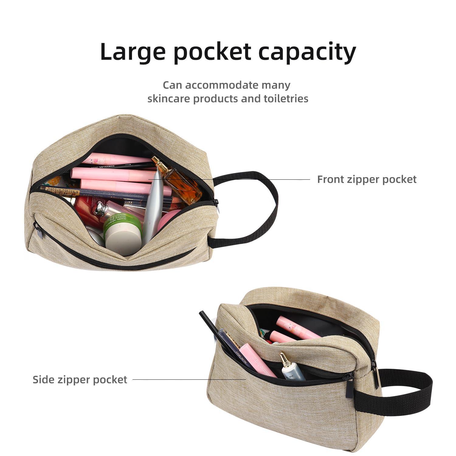 Icramsy Icramsy Travel Toiletry bag Toiletry bag for women men Hanging toiletry bag Cosmetic bag Travel accessories for Women Men (Khaki)