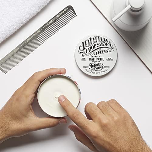 Johnny's Chop Shop JOHNNYS CHOP SHOP #1 Men's Hair Styling Matte Paste Pro-Quality Strong Hold, Lasting Texture, Natural Look Soybean Oil Protection & Hydration 2.6 oz