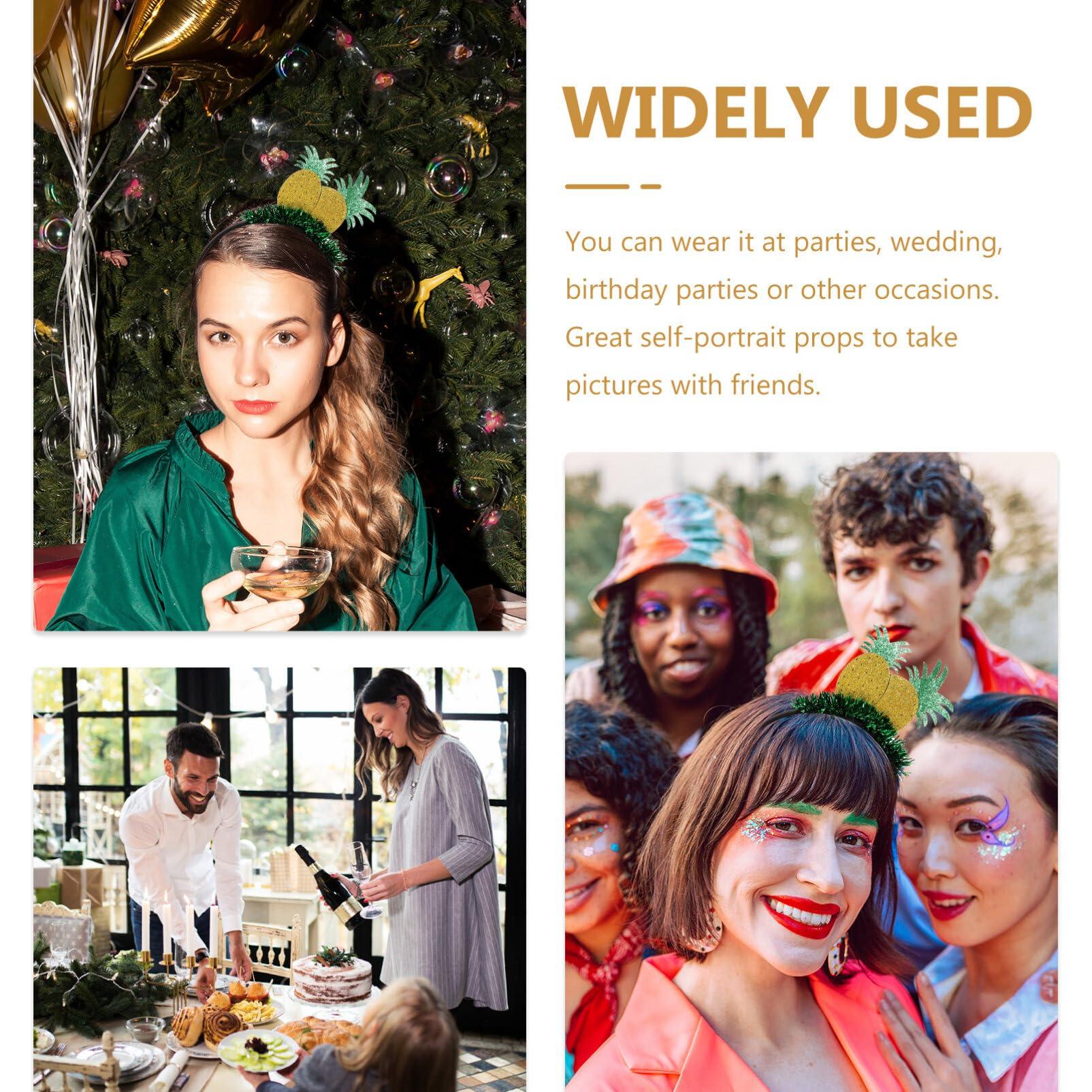 Ipetboom Ipetboom Pineapple Headband, 2pcs Hawaiian Tinsel Pineapple Head Boppers, Glitter Fruit Beach Pool Summer Party Hair Hoop Headwear Tropical Hair Accessories Decorations