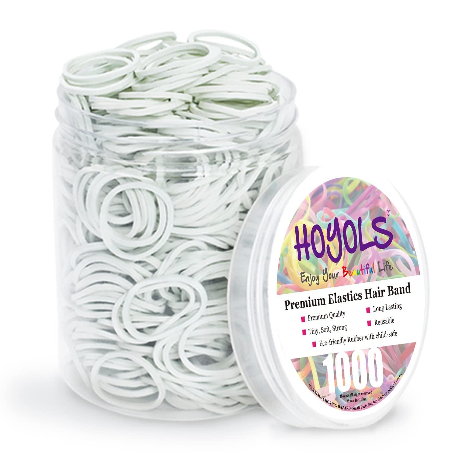 HOYOLS HOYOLS 1/2 Inch Small White Rubber Bands for Hair Ties Elastics Mini Toddler Braids Ponytail Holders for Baby Girls Infants Kids Thick Hair White Rubberbands No Damage Office 1000pcs (S) Latex-Free
