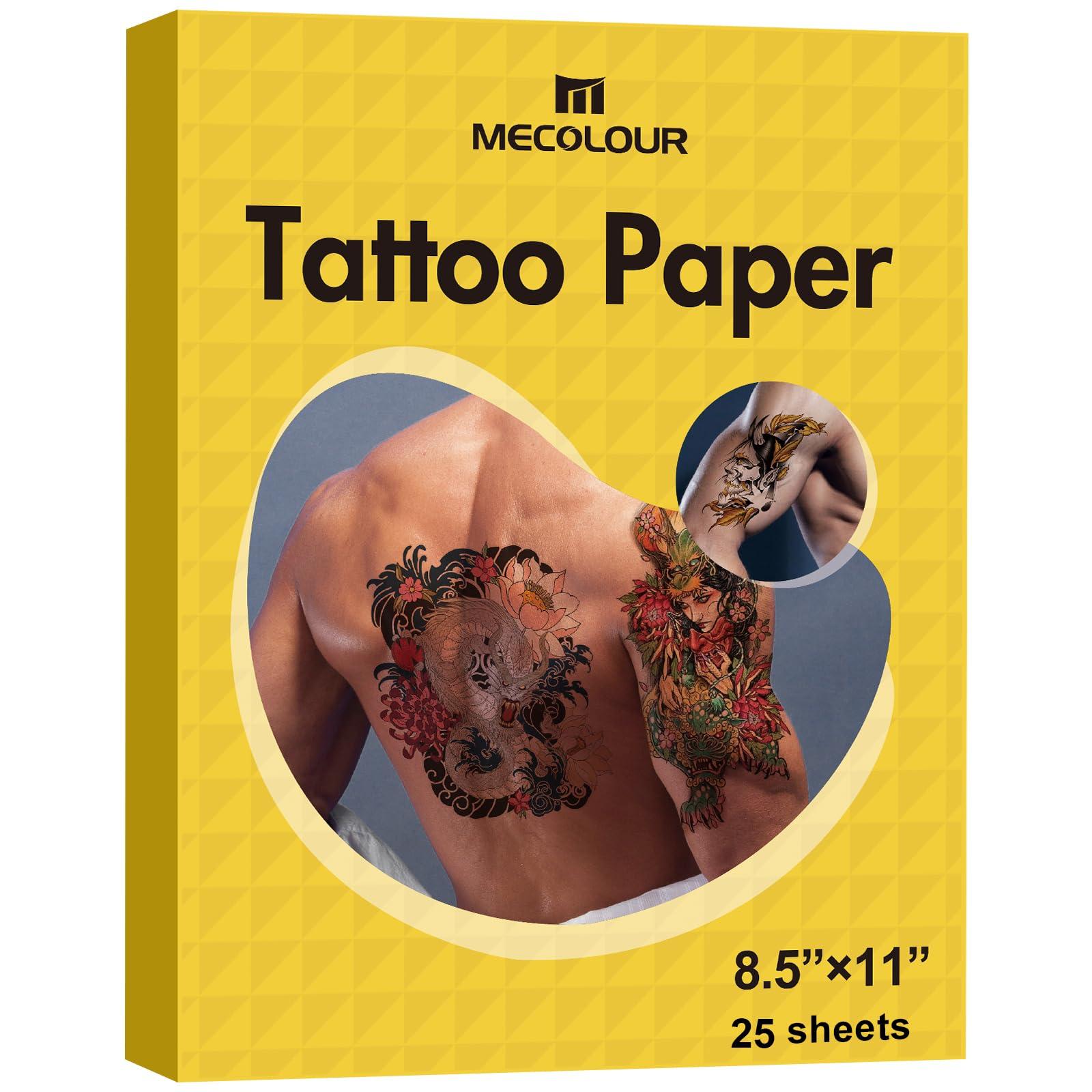 MECOLOUR Printable Temporary Tattoo Paper for Laser/Inkjet Printer - 8.5\"X11\" DIY Personalized Image Transfer Sheet for skin (White-25 Sets)