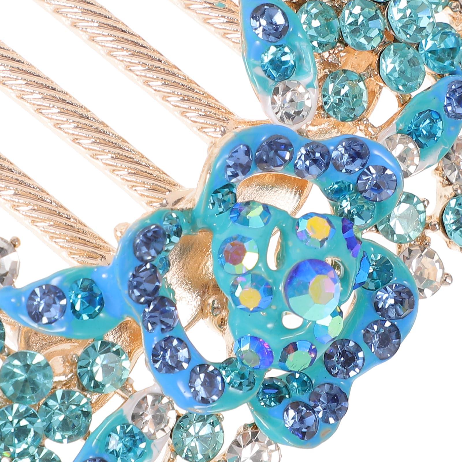 LUOZZY LUOZZY Bridal Hair Comb Rhinestone Side Hair Combs Wedding Hair Piece for Women Girls Wedding Party Hair Accessories - Blue