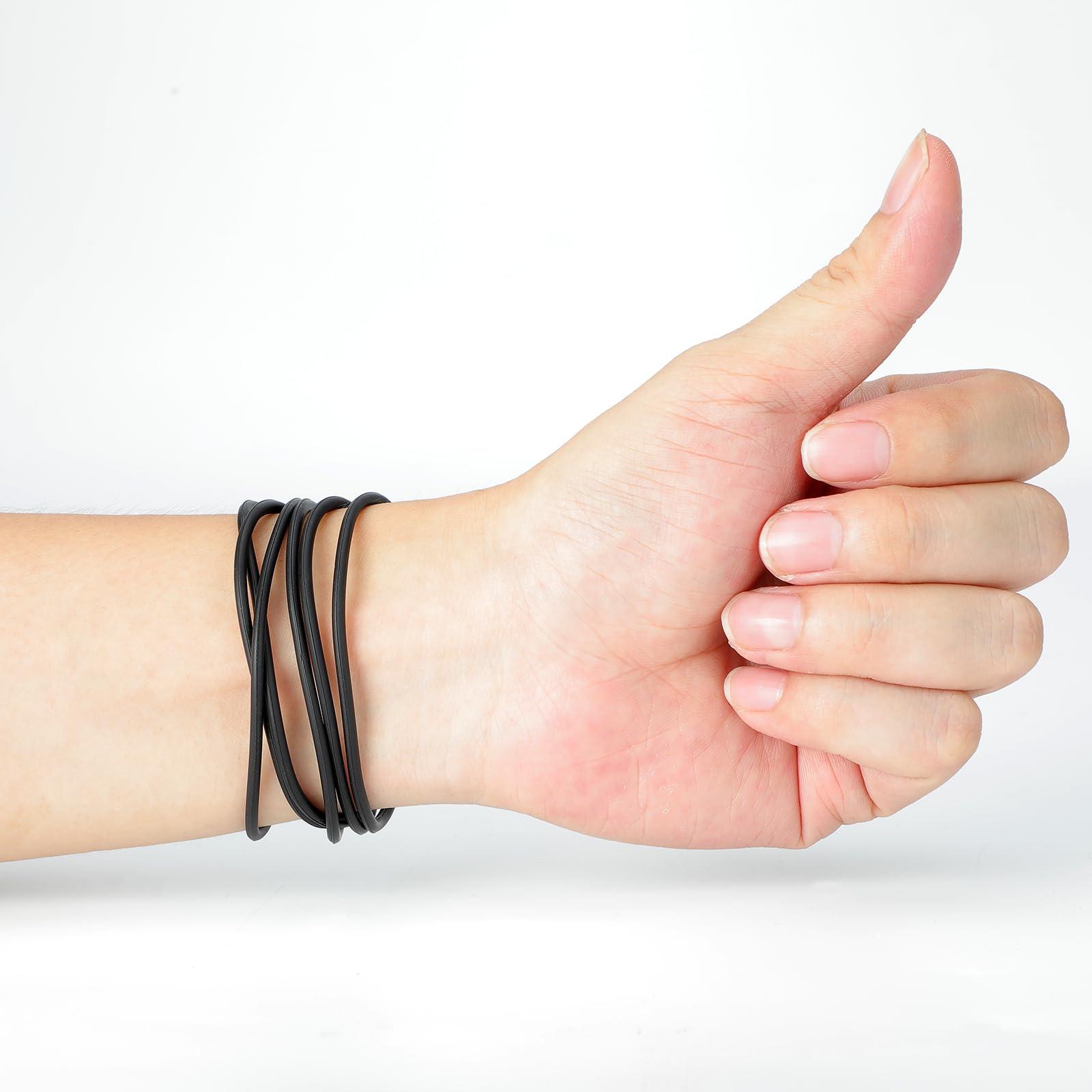 Senkary Senkary 60 Pieces Black Silicone Jelly Bracelets Stretchy 80s Rubber Bracelets Bands Hair Ties for Party Favors, Adults, Women