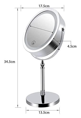 Eliveshown Eliveshown Countertop Vanity Mirrors LED Lighted Makeup Vanity Mirror with A Non-Slip Pedestal 7 Inches Double-Sided 10X Magnifying
