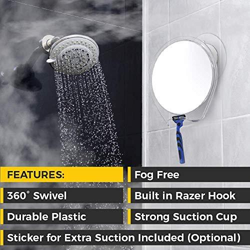 HoneyBull HoneyBull Shower Mirror Kit | Suction Cup & Hook Sticker (Large)