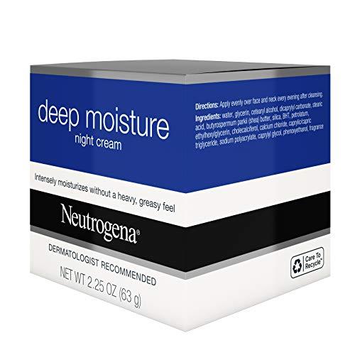 Neutrogena Neutrogena Deep Moisture Night Cream with Glycerin & Vitamin D3, Facial Moisturizer for Dry Skin with Shea butter, Glycerin, Vitamin D3, Non Greasy & Non Comedogenic, 2.25 oz