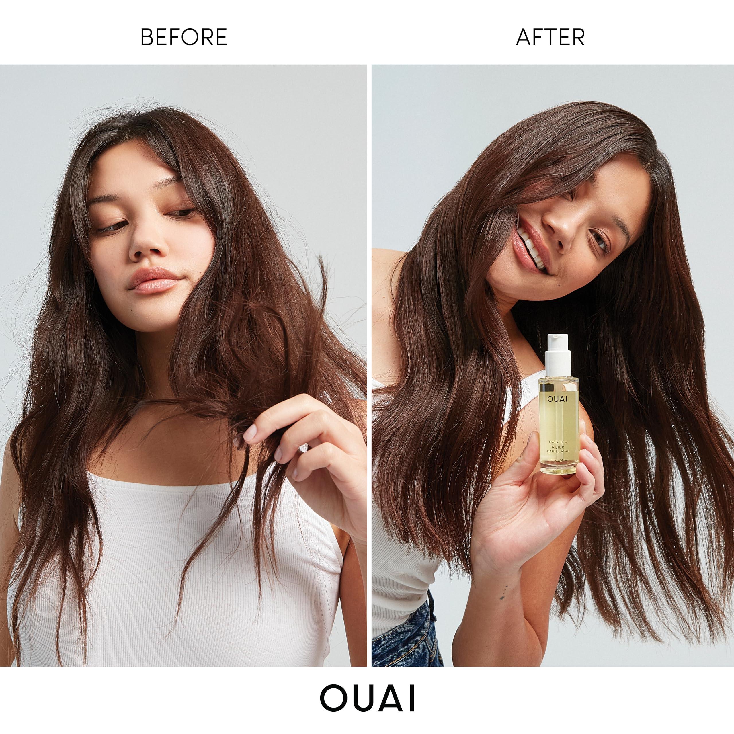 OUAI OUAI Hair Oil Travel Size - Hair Heat Protectant Oil for Frizz Control - Adds Hair Shine and Smooths Split Ends - Color Safe Formula - Paraben, Phthalate and Sulfate Free (0.45 oz)