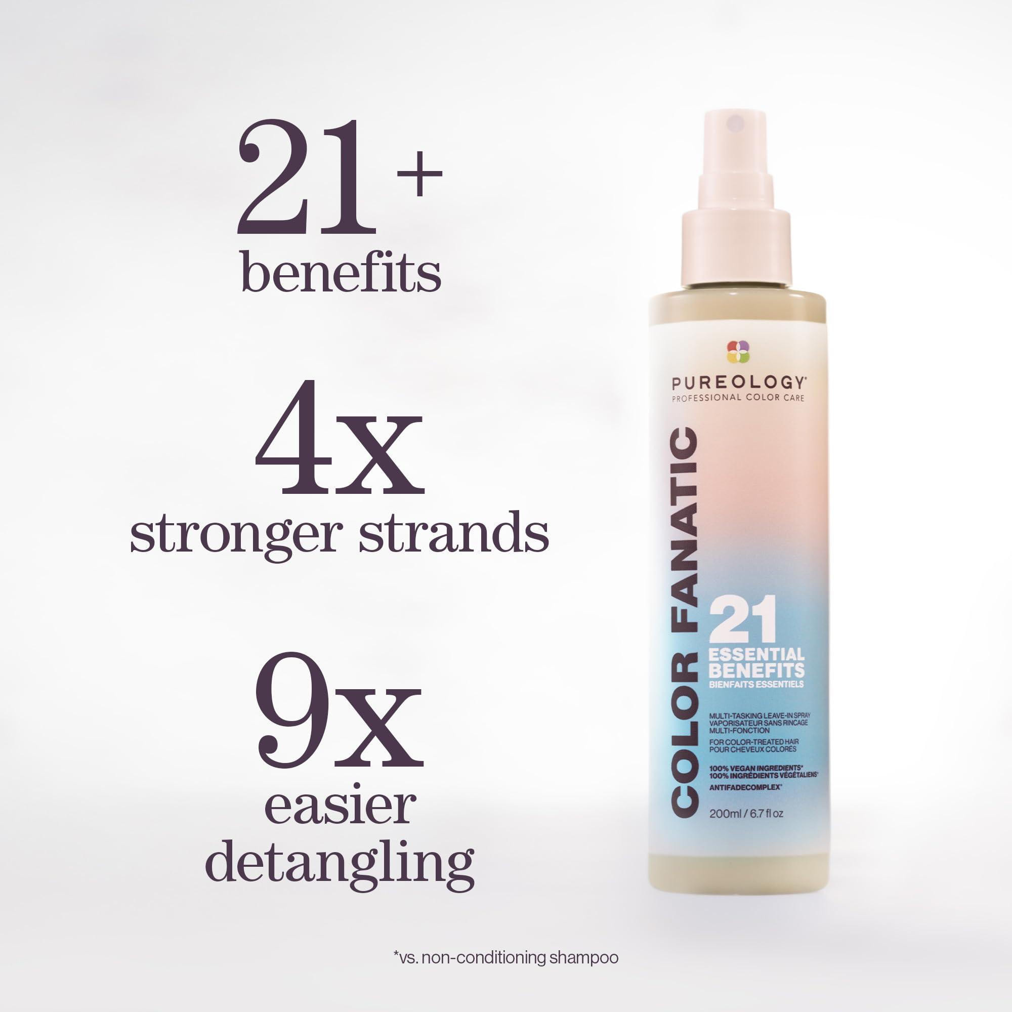 Pureology Pureology Color Fanatic Multi-Tasking Leave-In Spray, 21 Benefits for All Hair Types, Heat Protection, Detangling & Frizz Control, Infused with Coconut & Camellia Oils, Color Safe, Vegan, 13.5 Fl Oz