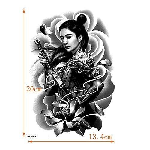 HTDZDX Female Warrior with Sword Waterproof Temporary Tattoo Sticker Tatuajes Tatoo Sleeve Henna Tattoo Decals Body Art Stickers (Color : Hb594x)