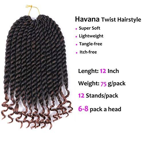 Mytarku 6 Pack Havana Twist Crochet Hair 12 Inch Senegalese Twist Crochet Braids For Black Women Crochet Jumbo Braids Hair Extension T30#