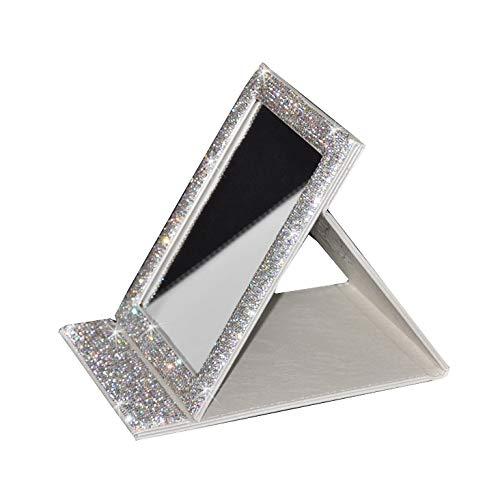 Bestbling Bestbling Bling Portable Mirror Folding Travel Vanity Mirror with Desktop Standing Makeup Mirror for Cosmetics Beauty (Silver)