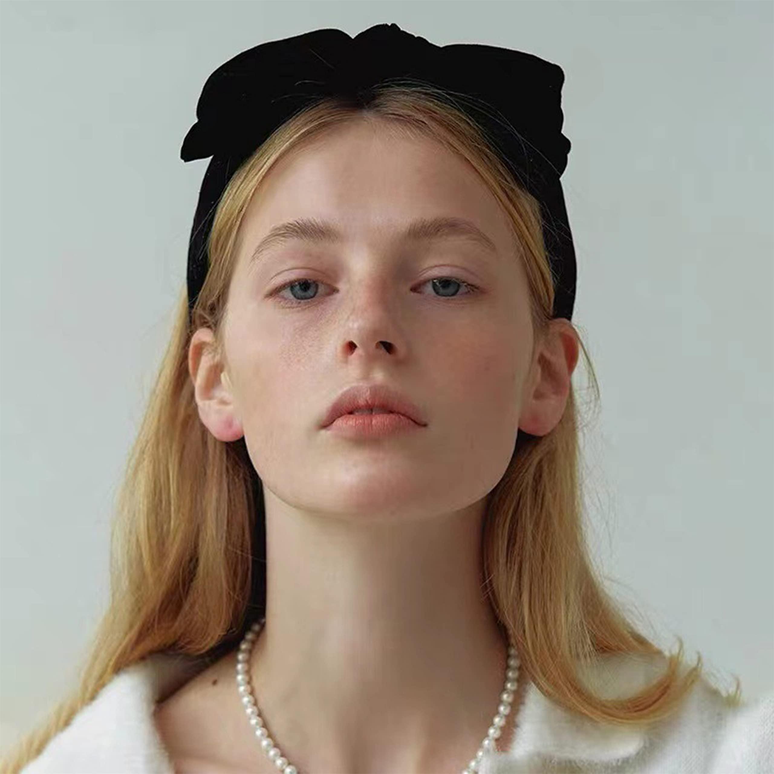 YERTTER YERTTER Dainty Black Velvet Knot Bow Turban Wide Headbands Yoga Thick Headbands Wide Hairbands Headband Headwrap Hair Band Fashion Hair Accessories for Women