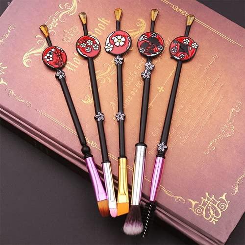Abnana Abnana 5Pcs Japanese Cherry Blossoms Makeup Brushes Set Cosmetic Tool with Storage Bag