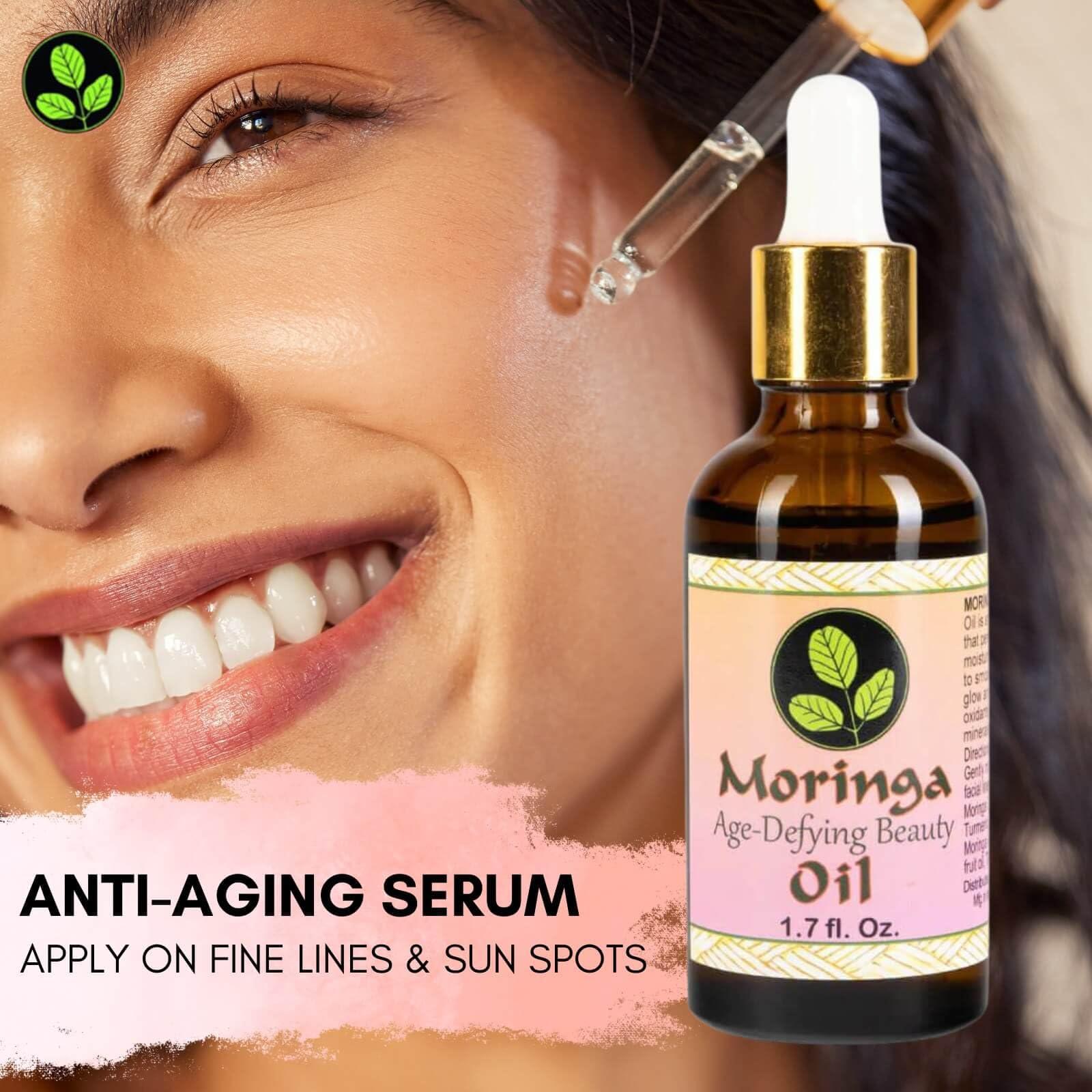 MORINGA ENERGY LIFE Moringa Age Defying Beauty Oil with Vitamin E - 100% Pure Cold Pressed Skin Care Oil Moisturizer for Face & Aging Reversal, Natural Skin Glow - 1.7 oz