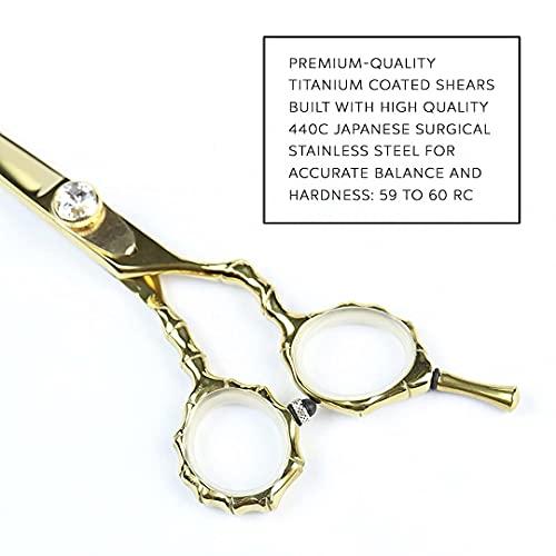 DreamCut Hair Cutting Scissors, 5.5" Professional Razor Edge Titanium Coated (Gold) Hairdressing Shears Hair Barber Scissor Personal/Professional Use 440C Japanese Surgical Stainless by DreamCut