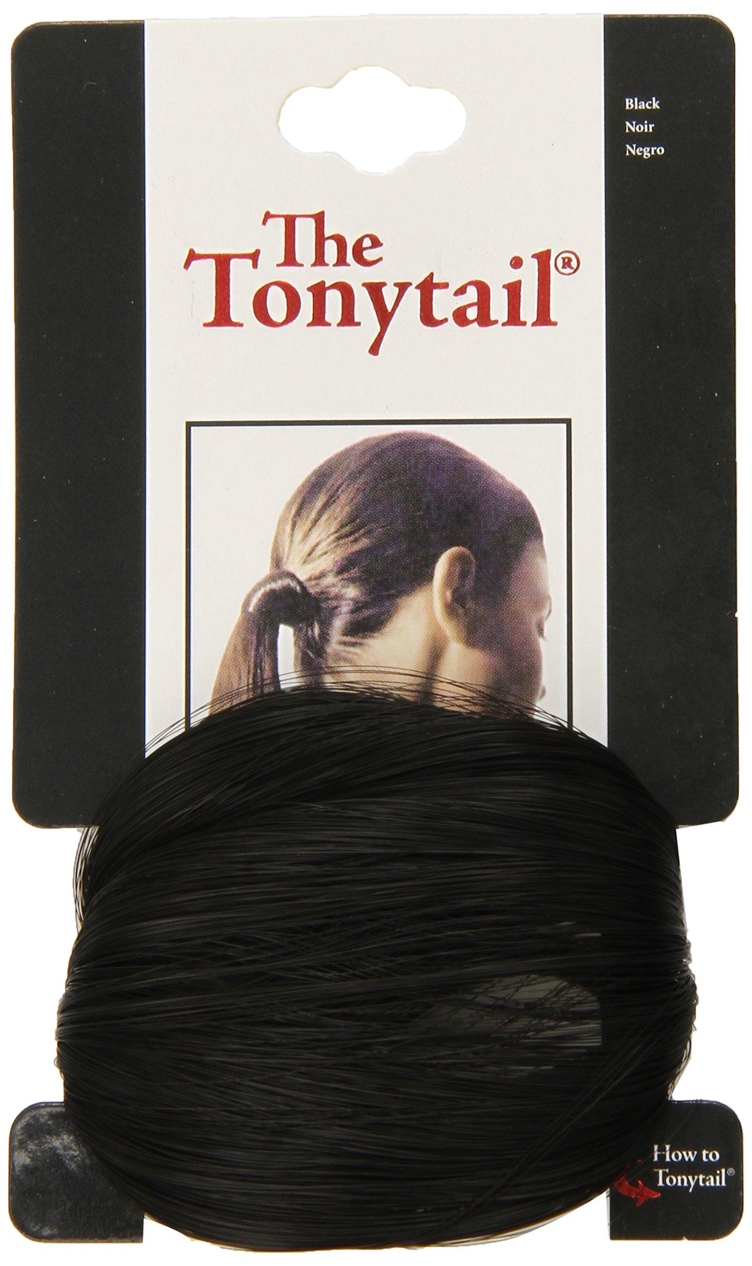 Tonytail Mia Tonytail Ponytail Wrap Made Of Synthetic Wig Hair On An Elastic Rubber Band, Classic and Effortless, Black Color, PATENTED, 1 pc