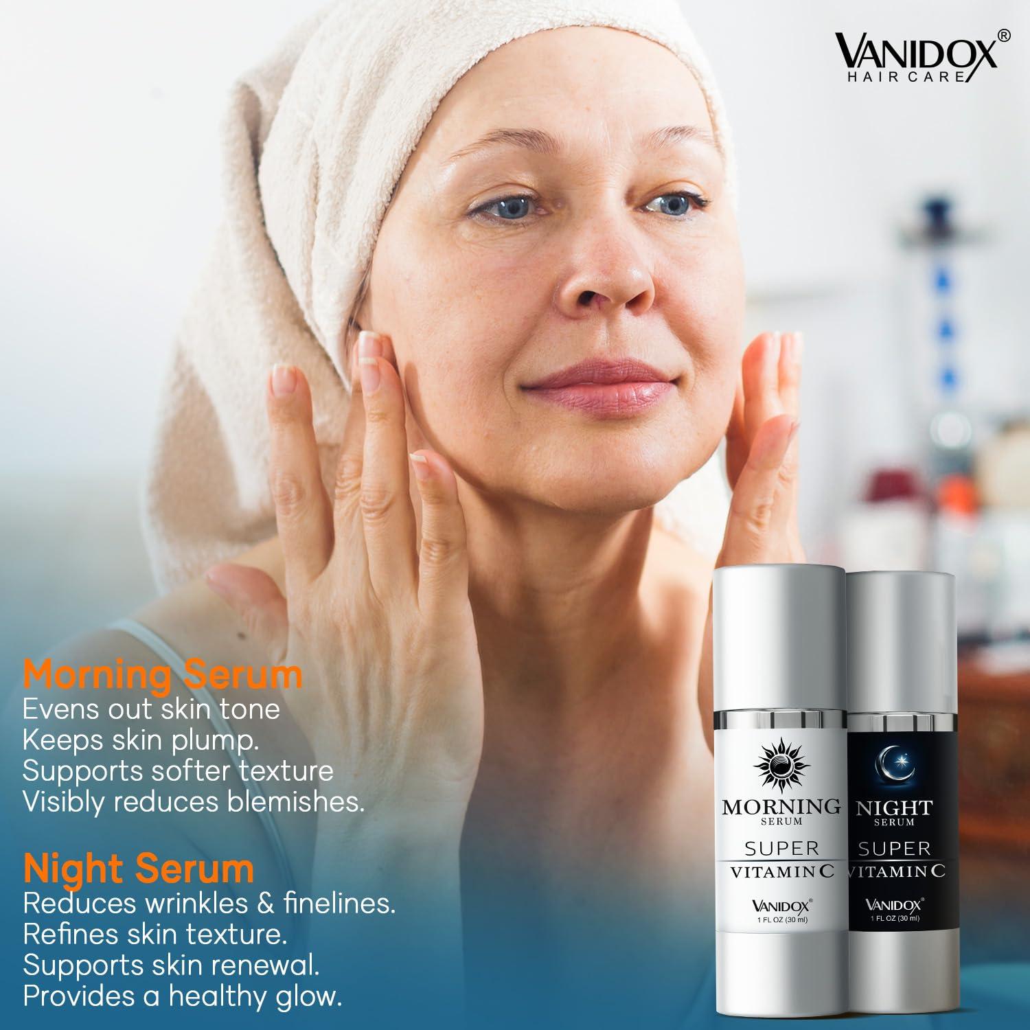VANIDOX VANIDOX Super C Serum for Women Over 70, All-In-One Formula, Made in USA, Hydrates, Firms, Lifts, and Targets Wrinkles, Age Spots, and Fine Lines, Vitamin C Serum (1fl oz x 2)