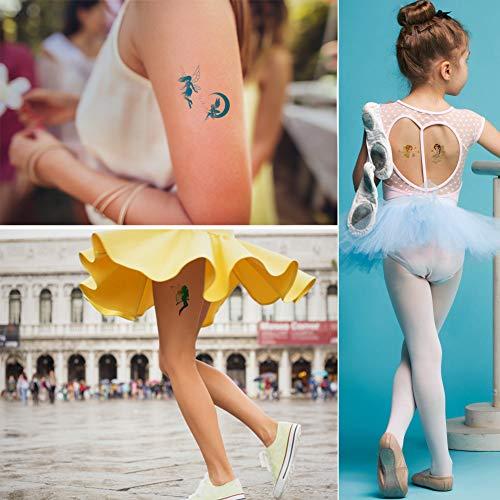 Fanoshon Fanoshon Butterfly Tattoos for Kids, 14 Sheets Flower Fairy Princess Temporary Tattoo Stickers for Girls Women Adults, Fake Elf with Wings Birthday Body Decoration Party Favor Supplies
