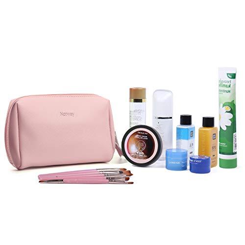 Narwey Narwey Small Vegan Leather Makeup Bag for Purse Travel Makeup Pouch Mini Cosmetic Bag for Women (Small, Pink)