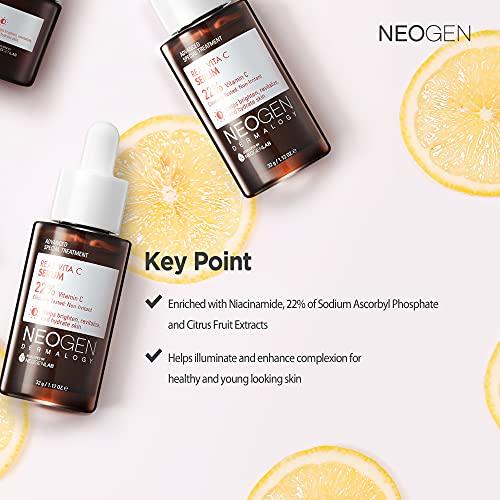 DERMALOGY by NEOGENLAB DERMALOGY by NEOGEN Real Vita C Serum, Hydrating Vitalizing Facial Serum with 22% Vitamin C, Even Skin Tone, Dark Spot Serum, Korean Skin Care (32g/ 1.12 oz)