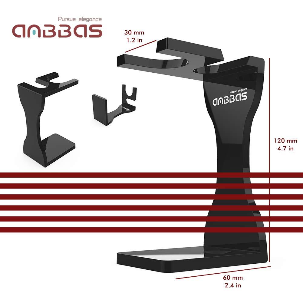 Anbbas Shaving Set, Anbbas 4in1 Pure Badger Hair Shaving Brush Solid Manchurian Ash Wood Handle,Black Broken-Resistant Acrylic Shaving Stand,Stainless Steel Shaving Bowl Dia 3.2 inch and Goat Milk Soap 100g