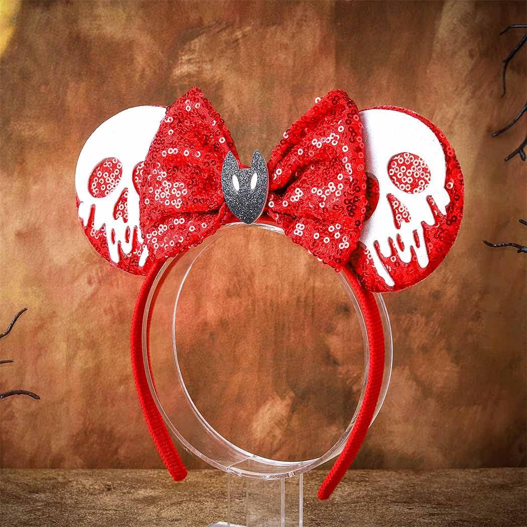 Sinalty Sinalty Sequin Mouse Ears Halloween Headbands Red Bow Ghost Head Hair Accessories for Women