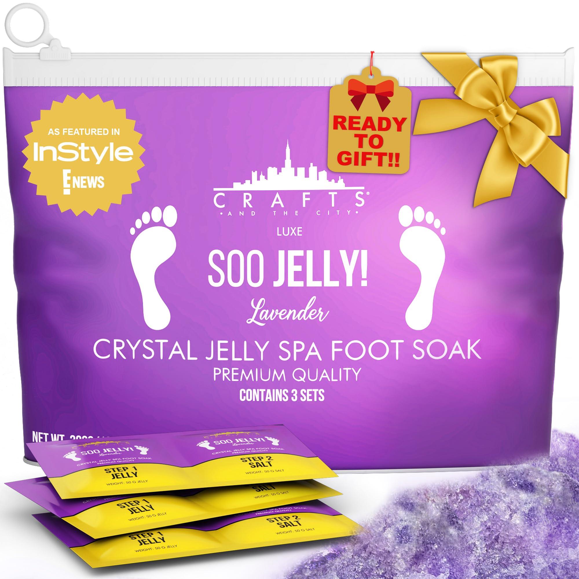 CRAFTS AND THE CITY Crafts And The City SOO Jelly Pedicure Packs - Pedicure Foot Soak For Feet - Moisturizing Jelly Spa Pedi Soak - Foot Spa Bath Soak For Soaking - Pedicure Foot Gel To Relax Sore Feet (Lavender)