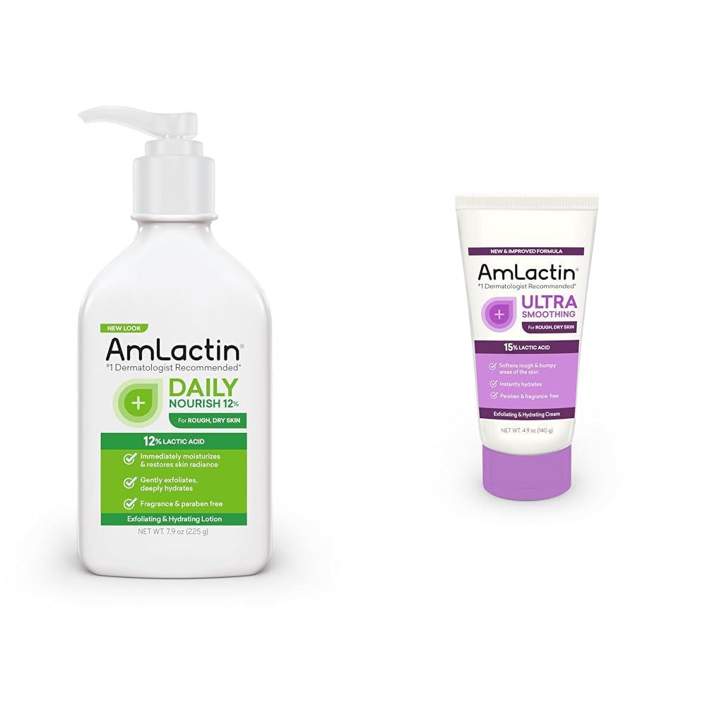 AmLactin AmLactin Daily Moisturizing 7.9 oz Lotion and Ultra Smoothing 4.9 oz Cream Bundle for Dry Skin
