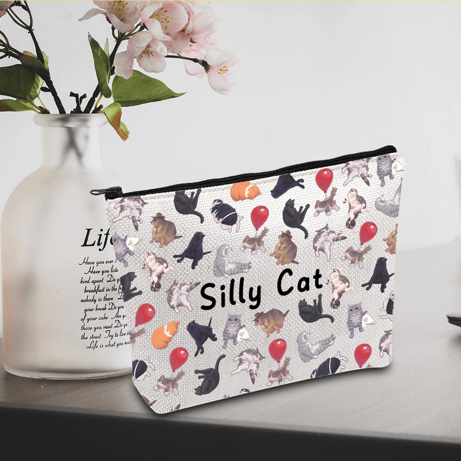 JXGZSO JXGZSO Funny Cat Meme Cosmetic Bag Hilarious Cat Gift Silly Cat Makeup Bag Cat Lover Gift Sarcastic Gift Tired Cat Merch